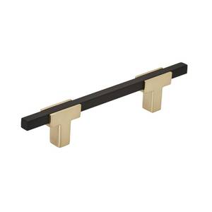 lot 4106 image: Amerock  Cabinet Pull  Brushed GoldMatte Black  3-34 inch (96 mm) Center to Center  Urbanite  1 Pack  Drawer Pull  Drawer Handle  Cabinet Hardware