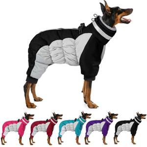 lot 4110 image: MIGOHI Full Body Dog Coat - Warm Reflective Large Dog Winter Coat with Harness,Turtleneck Fleece Jacket for Dogs,Four-Leg Windproof Puffer Jackets Snowsuit with Zipper for Small Medium Large Dogs,3XL
