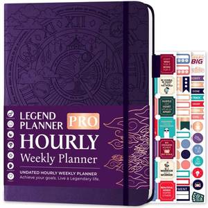 lot 4116 image: Legend Planner PRO Hourly Schedule - Weekly and Daily Organizer with Time Slots. Appointment Book Journal for Work and Personal, A4 (Purple)