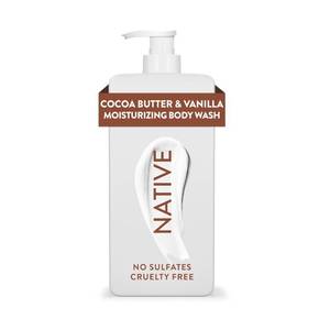 lot 4117 image: Native Moisturizing Body Wash Contains Naturally Derived Ingredients  for Women and Men, Sulfate, Paraben, and Dye Free Leaving Skin Soft and Hydrated  Cocoa Butter and Vanilla 18 oz