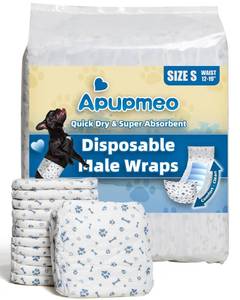 lot 4119 image: Apupmeo Disposable Dog Diapers Male Wraps Small 50 Counts, Super Absorbent Doggie Diapers for Male Dogs with Incontinence Marking or Excitable Urination