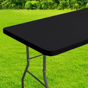 lot 4157 image: homing Rectangle Table Cloth Cover, Waterproof Polyester Elastic Fitted Tablecloth, Fits for 6 Foot Folding Tables, Washable Table Protector for Picnic, Camping, Outdoor (Black, 30 x 72in)in
