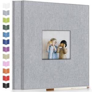 lot 4163 image: Artfeel Photo Album Self Adhesive Scrapbook Album for 3x5 4x6 5x7 8x10 Pictures,40 Pages Linen Cover with Display Window DIY Photo Book,Ideal Gifts for Family Travel Wedding Baby