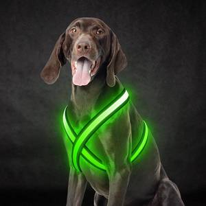 lot 4173 image: Light Up Dog Harness, Rechargeable LED Dog Harness, Glow in The Dark Dog Vest, Adjustable Pet Lights for Night Walking, Reflective Safety Vest for Medium Large Pet (Green, S)