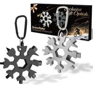 lot 4175 image: Stocking Stuffers for Men 2025 - Snowflake Multi Tool 2 Pack, Christmas Gifts for Him - Stainless Steel Multitool with Carabiner and Wrench,White Elephant Gifts for Coworkers, Adults (SilverBlack)