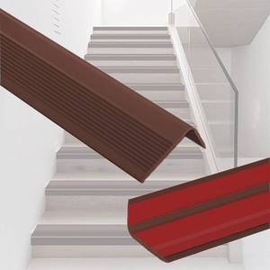 lot 4176 image: Vinyl Stair Nosing 7Ft Self Adhesive Stair Edge Protector Stair Edging, Stair Anti-Slip Stair Trim for Indoor and Outdoor (Brown)