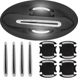 lot 4185 image: 8Pcs Car Door Handle Cup Protector Carbon Fiber Anti-Scratches Protector Universal for Most Car Handles Reflective Sticker (White)