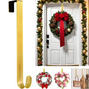 lot 4188 image: 12 Metal Wreath Hanger for Front Door, Tools-Free Wreath Hanger Heavy Duty, Over-the-Door Hooks for Hanging Welcome Sign, Wreath Holder for Easter, Halloween, Fall, Christmas Decorations(Gold)in