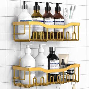 lot 4204 image: EUDELE Shower Caddy 2 Pack, Adhesive Organizer for Bathroom Storage, Home Decor and Kitchen, No Drilling, Rustproof Stainless Steel Shelf, Bathroom Decor Sets