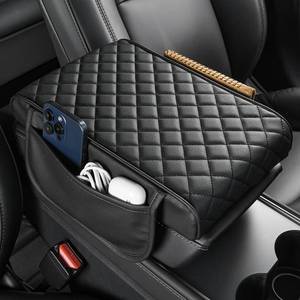 lot 4207 image: JOYTUTUS Center Console Cover for SUV Sedan, Thick Arm Rest Pad with Storage Bag Leather Middle Console Protector, 12.6 x 7.8in x 2.16inin