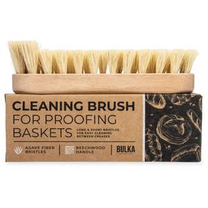 lot 4211 image: Bulka Banneton Natural Cleaning Brush for Wood Pulp Sourdough Proofing Baskets - Ergomonic Beechwood Handle and Agave Bristles, Medium Firmness Long and Short Bristles for Efficient Cleaning
