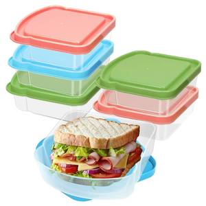 lot 4214 image: CZWESTC 6 Pack Sandwich Containers, Colored Sandwich Boxes for Lunch, Reusable and Easy to Open Fun Sandwich Container (in 3 Colors)