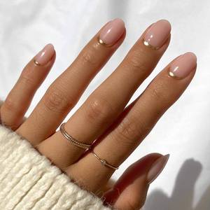 lot 4216 image: Glamnetic Press On Nails - Goal Digger  Glossy, Semi-Transparent, Short Round Nails, Salon Quality  12 Sizes - 30 Nail Kit with Glue