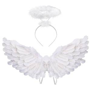 lot 4223 image: Antspirit Angel Costume Wings And Halo Angel Costume for Girls Kids Women Adult Halloween Christmas (White)
