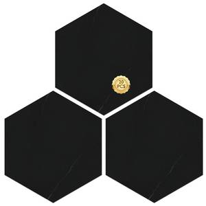 lot 4239 image: MORCART 20PCS Peel and Stick Floor Tile, Upgraded Hexagon Vinyl Flooring Covers 12.6 Sq Ft, Waterproof DIY Removable Flooring for Bathroom, Kitchen, Bedroom, Stairs, Entryway (Black Marble)