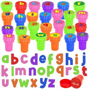 lot 4243 image: Cinrobiye 26 Pcs Alphabet Stampers, A-Z Letter Stamp Set for Classroom Rewards Birthday Party Favors Preschool Learning Crafts Goodie Bag Fillers pinata