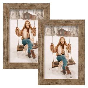 lot 4248 image: Picture Frames 4x6 Set of 2 Rustic Wood Grain Photo Frame for Gallery Wall Mounting or Tabletop Display