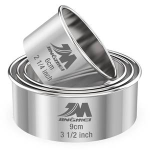 lot 4252 image: M JNGMEI 4 Pieces Stainless Steel Cookie Cutter Set Biscuit Cutter 2.25inch, 2.75inch, 3.25inch,3.5inch Biscuit Plain Edge Round Cutters Sizes Shape Molds Multiple Sizes