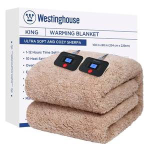 lot 5796 image: Westinghouse Electric Blanket King Size, Soft Plush Sherpa Heated Blanket with 10 Heating Levels and 1-12 Hours Auto-Off, Machine Washable, 100x90 inches, Camel