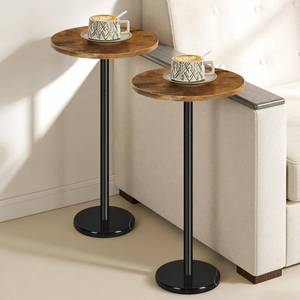 lot 5807 image: smusei 2 Pack Small Round Side Table Drink Table with Marble Base Pedestal Table for Small Spaces Round End Table for Living Room Bedroom Home Decor, Brown