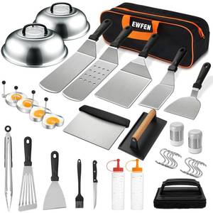lot 5810 image: A35PCS Griddle Accessories Kit, Flat Top Grill Accessories Set for Blackstone and Camp Chef, Grill Spatula Set with Enlarged Spatulas, Basting Cover, Scraper for Outdoor Barbecue