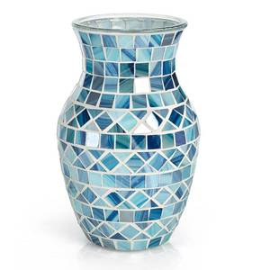 lot 5821 image: SOUJOY Mosaic Vase, Glass Blue Flower Vases for Centerpieces, Handmade Bud Vase for Wedding Flower Arrangeme, Living Room, Kitchen, Home Decor