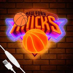 lot 5824 image: Basketball Team Neon Sign, Sport Light Up Dimmable New Yok Basketball Team Logo Hanging USB Powered Led Neon Sign for Wall Decor, Bedroom, Man Cave, Party, Birthday Christmas Gift for New Yok Fans