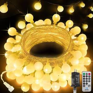 lot 5830 image: 300LED Connectable Globe String Lights Indoor Outdoor for Bedroom, 108ft Warm White Christmas Lights with Remote, Waterproof Fairy Light Plug in 8 Modes for Room Classroom Wedding Christmas Decor