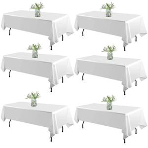 lot 5835 image: WIGENIUS 6 Pack White Table Cloth Rectangle Tablecloths 60X102 Inch,Polyester Table Cloth for 6 Foot Rectangle Tables,Wrinkle Resistant Washable Fabric Table Covers for Party,Wedding Banquet
