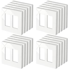 lot 5837 image: A20 Pack BESTTEN 2-Gang Screwless Wall Plate, USWP4 Glossy Off White, Decorator Outlet Cover, H4.69� x W4.73�, Faceplate for Light Switch, Dimmer, USB, GFCI, Receptacle