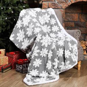 lot 5844 image: WovWeave Snowflakes Sherpa Throw Blanket - 50x60 Inches Winter Christmas Warm Fuzzy Fluffy Cozy Soft Thick Plush Fleece for Bed Couch Sofa