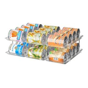 lot 5845 image: Can Organizer for Pantry, 3 Sets 2Tiers Can Storage Organizer Pantry, Soda Can Organizer for Fridge 24 Cans Rack Automatic Rolling Stackable Canned Food Organizer,Clear
