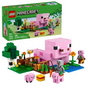 lot 5854 image: LEGO Minecraft The Baby Pig House Toy Figures and Playset - Building Minecraft Toy for Kids, Boys and Girls, Ages 7 - Gift for Birthdays - with 2 Minifigures for Pretend Play - 21268