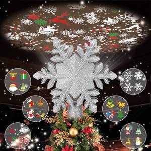 lot 5862 image: Patiobay Christmas Tree Topper Lighted with 6 Projected Patterns, Christmas Star Tree Topper Built-in LED Rotating Lights, 3D Glitter Projector for Party Holiday Xmas Decorations Gifts (Snowflake)