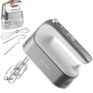 lot 5876 image: GELANGS-400W Hand Mixer with Turbo Boost - 5-Speed, One-Touch Release, Copper Motor - 3 Dishwasher-Safe Attachments - 110V Heavy Duty Mixer for Baking, Whipping and Dough
