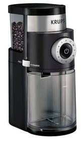 lot 5898 image: KRUPS Precision Burr Coffee Grinder 12 Settings, 8 oz Capacity for Drip, French Press, Espresso, Pour Over, Cold Brew - Stainless Steel, 110W, Auto-Stop, Easy Clean - Coffee Grinders for Home Use