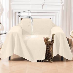 lot 5899 image: Deep Dream Cat-Scratch Resistant Armchair Couch Cover, Waterproof Sofa Cover for Dogs, Pet Friendly Couch Protectors Anti Slip Thickened Slipcovers for Dogs Pets, 71 x 91in, Beigein