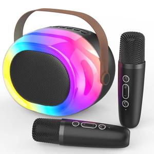 lot 5923 image: Karaoke Machine for Adults,Portable Bluetooth Speaker with Two Wireless Microphones and Dynamic Lights,Support TFUSBAUX,Birthday Gifts for GirlsBoysMenWomenFamily Home Party
