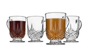 lot 5924 image: Godinger Coffee Mugs, Tea or Hot Water Glass Cups - Dublin Collection, Set of 4, 10 fluid ounces