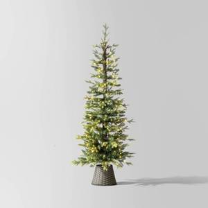 lot 5944 image: A5ft Pre-Lit Potted Slim Balsam Artificial Christmas Tree - Wondershop�