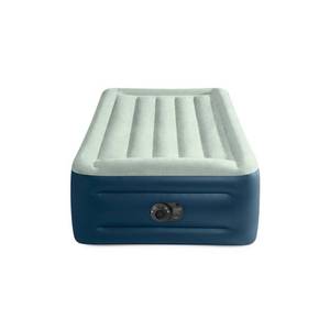 lot 5948 image: Intex Elevated 18 Pillow Rest Twin Air Mattress with Internal Pump - Off-WhiteBlue Includes Storage Bag, Repair Patch, Electric Pumpin