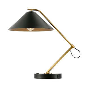 lot 5949 image: SAFAVIEH Moseby 21 in. Glam Black Metal USB Port Table Lamp with Black Shade