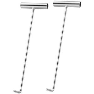lot 6204 image: Dreyoo 2 Pcs Skimmer Basket Hook, Pool Skimmer Basket T Shaped Hook Tool for Pool Cleaner Supplies, Pick up Handling Tool for Debris Removal, Knee Saver, Keep Hands Safe