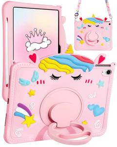 lot 6205 image: Gurgitat for iPad A16 Case10th Generation Case - Girls Girly Teens Cute Cartoon Unicorn Silicone 10.9 Inch 2022 Tablet Cover with Rotating Stand and Strap for iPad 11th 11 Inch 2025