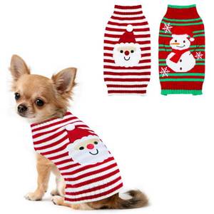 lot 6218 image: PAYHTOW 2 Pack Dog Christmas Sweater, Knit Dog Sweaters Santa Snowman Christmas Sweater Outfit Clothes for Small Medium Large Dogs Pets (Small)