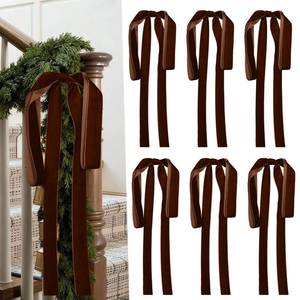 lot 6220 image: Artmag 6 Pcs Velvet Christmas Large Swag Bows 23.6x15.7 Inch Rustic Staircase Wreath Fireplace Vintage Bows for Christmas Tree Topper Holiday Indoor Outdoor Decor (Brown)