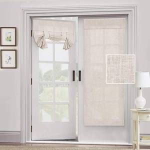 lot 6222 image: H.VERSAILTEX Natural Linen Semi Sheer French Door Curtains Light Filtering Privacy Boho Window Drapes 1 Panel Self Adhesive Door Blinds Tie Up Shade for Bedroom Living Room,68 Lx26 W,Naturalin