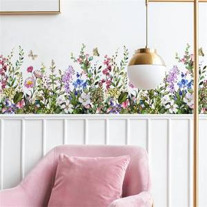 lot 6223 image: Colorful Flower Butterfly Greenery Wall Sticker,sacinora Floral Art Green Plants Wall Decal Removable Vinyl Peel and Stick for Living Room Bedroom Childrenfts Room Kitchen Sofa TV Background Decoration