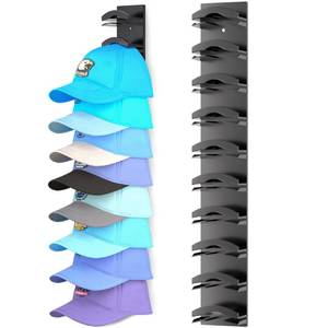 lot 6236 image: Hat Organizer for Baseball Caps, Hat Rack for Wall with Strong Adhesive Hold up to 10 Hats, Hat Hanger Holder Display for Door Closet, Cap Organizer Storage Multilayer Two Mounting Option(Black)