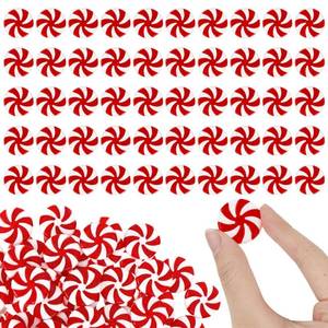 lot 6244 image: Christmas Ornaments, Candy Ornaments for Christmas Tree, 50 PCS Fake Platic Candy Xmas Decorations, Red and White Candy Cane Hanging Peppermint Ornament for Xmas Tree Party Decorations Craft DIY